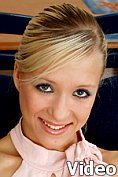 Sexy blonde teen lewdly showing off and masturbating