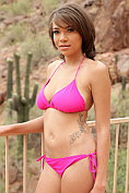 Cassidy Banks takes off her pink bikini to masturbate
