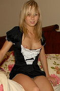 French maid Kasia finds a sex toy in a guests room and cannot resist using it to masturbate