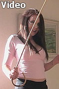 Miss Jayne experiments with the cane