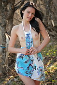 Nichole A takes off her dress in the woods