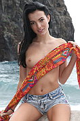 Sapphira A strips naked on the shore