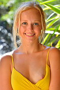 Petite teen Megan shows off and mastrbates in her yellow dress