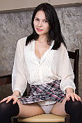 Alla B teases as she takes off her uniform for us